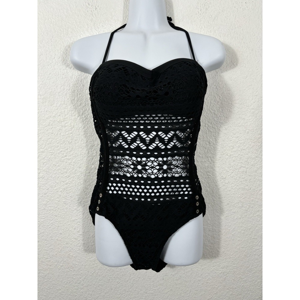 Robin Piccone Swimsuit Womens Size 8 Black Polyester Blend